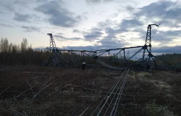 Падарваная апора ЛЭП / t.me/drozdenko_au_lo
