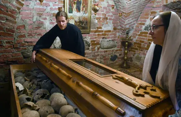 Skulls of the executed victims in St. Michael's Cathedral in Mazyr / Euroradio​