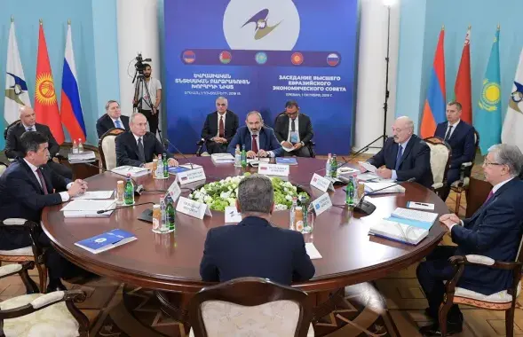 Сустрэча Вышэйшага Еўразійскага эканамічнага савета з удзелам лідараў Арменіі, Беларусі, Казахстана, Расіі і Кыргызстана 1 кастрычніка 2019 года / Reuters