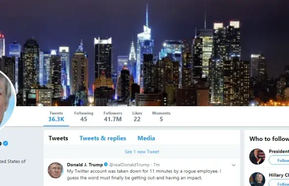 Скриншот из твиттер-аккаунта Дональда Трампа