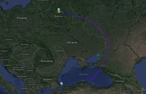 Трек рейса "Белавиа" Минск &mdash; Стамбул за 29 мая /&nbsp;flightradar24.com via Еврорадио