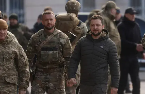 Уладзімір Зяленскі ў вызваленым Херсоне / Reuters
