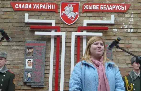 Вольга Гальчанка на адкрыцці мемарыяла загінулым беларусам у Кіеве