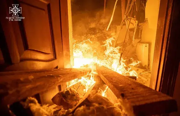Наступствы атакі дронаў у Кіеве