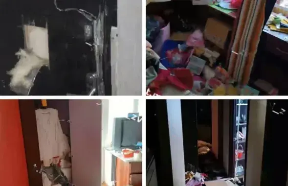 У кватэры выламалі дзверы, раскідалі і зламалі рэчы
