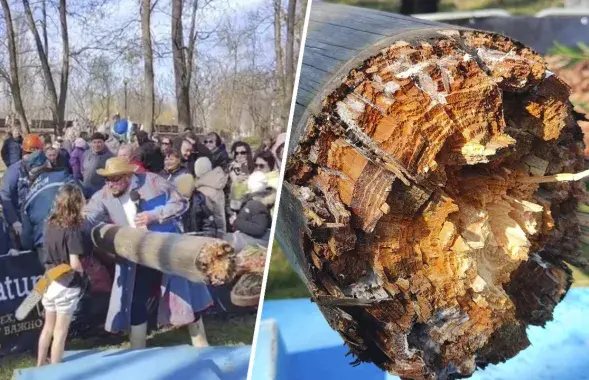 На святкаванні Масленіцы ў Брэсце зламаўся слуп
