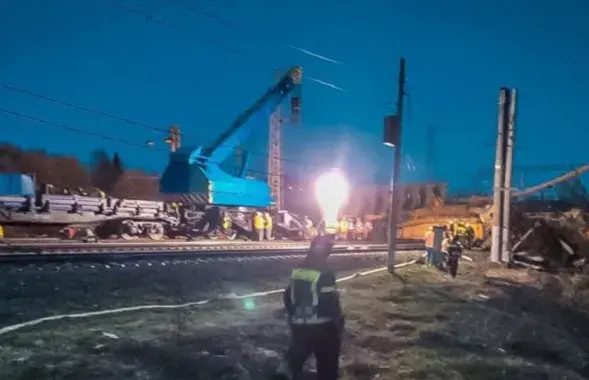 Восстановительные работы на железной дороге в Вязьме
