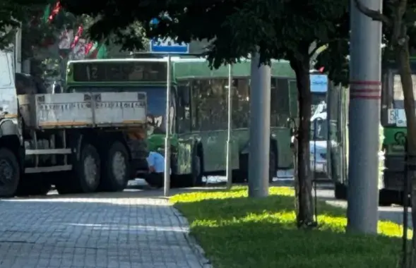 У Гомелі загарэўся аўтобус МАЗ
