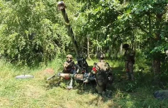 Установка миномёт на границе с Украиной
