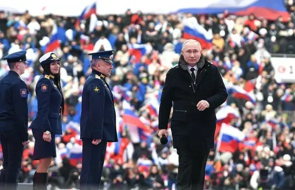 Vladimir Putin at a pro-government rally&nbsp;
