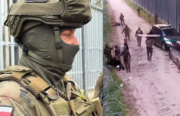 Польскія вайскоўцы на мяжы з Беларуссю
