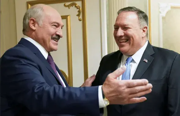 Аляксандр Лукашэнка і Майк Пампеа ў лютым 2020 года
