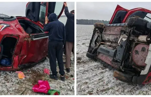 Прычынай аварыі стала слізкая дарога.
