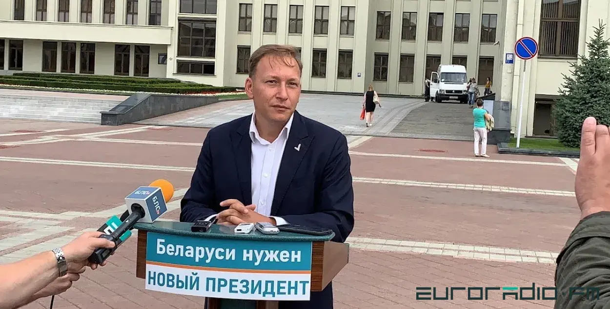 Андрэй Дзмітрыеў падчас выбарчай кампаніі 2020 года / Еўрарадыё
