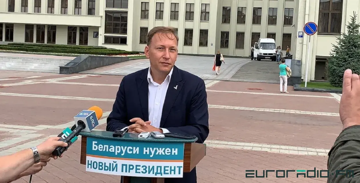 Андрей Дмитриев во время избирательной кампании 2020 года / Еврорадио
