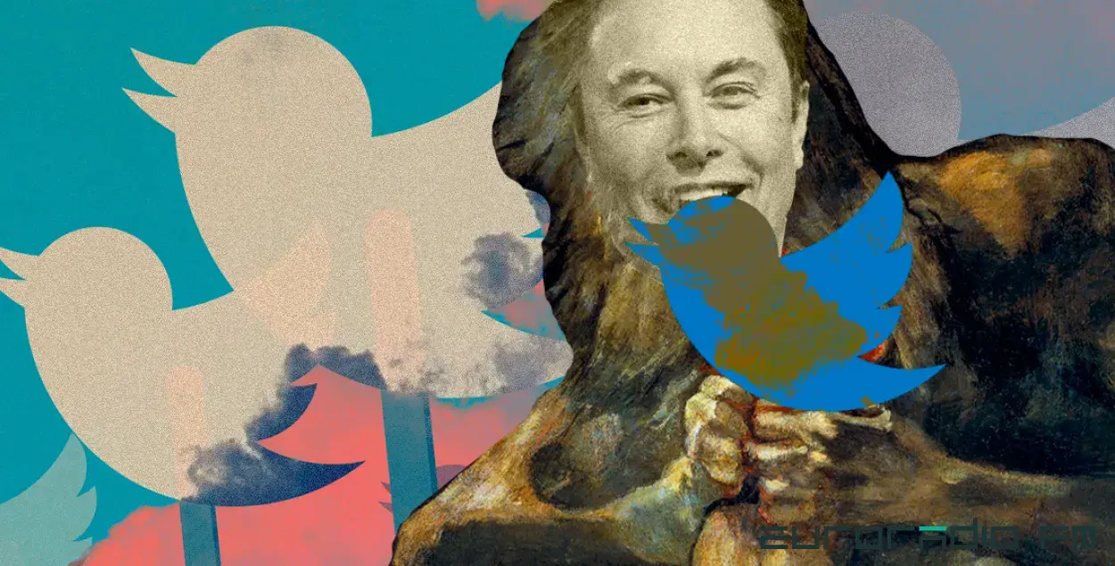 Elon Musk and his "bird"/Euroradio collage
